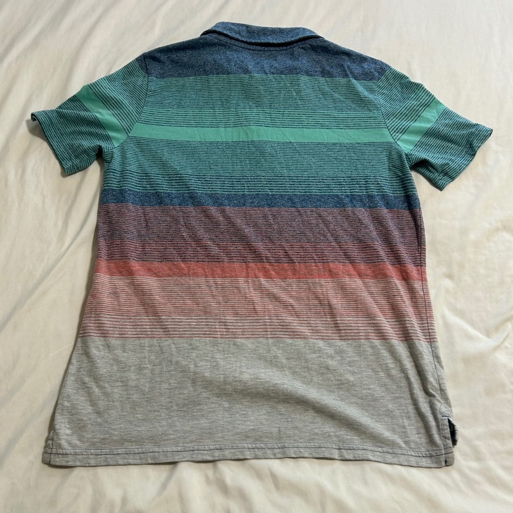 Arizona Jean Co Boys Multi Color Striped Short Sleeve Polo Shirt Size L 14/16H - Picture 2 of 5
